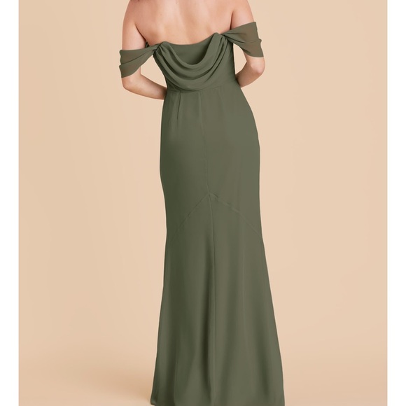 Elegant Olive Off-Shoulder Gown - Picture 2 of 8